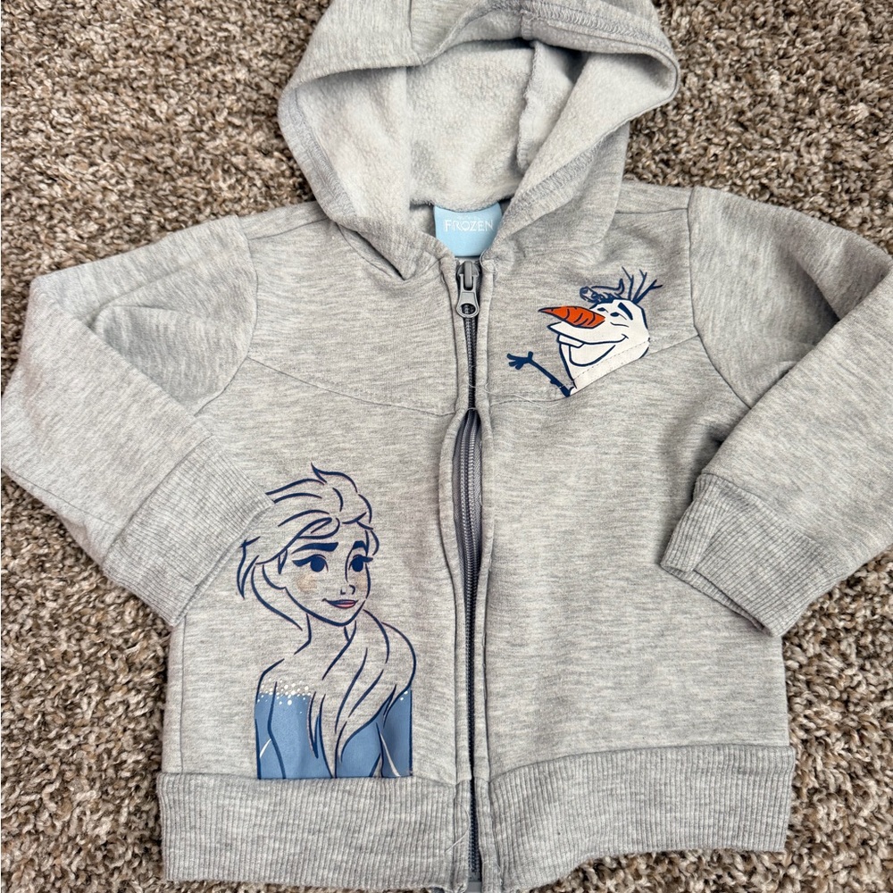 Disney Gray Hoodie with Elsa and Olaf Design